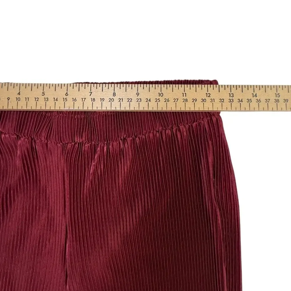 Waverles Pleated 2 Piece Set Burgundy Button Shirt Pants S Resort Lounge - Picture 12 of 16